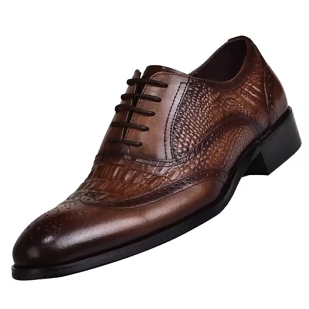 Men casual shoes Brock Oxford retro crocodile leather men formal spring and autumn new 's for