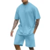 Summer Solid Color 3D Print T-Shirts Shorts Sets Men's Tracksuits Oversized Short Sleeve T Shirt Pants Set Man Suits Clothing 6
