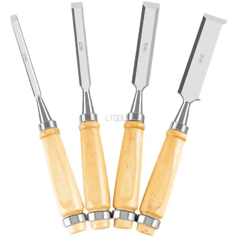 New 4pcs Woodworking Chisels for Carving/drilling/trimming Chrome Vanadium Steel Flat Chisels for Wood Home Decoration Tool DIY