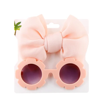 2022-04-19 Lioraitiin Girl's 2Pcs Accessories Set Fashion Flower Shape Sunglasses Bow Headband Birthday Gifts 4