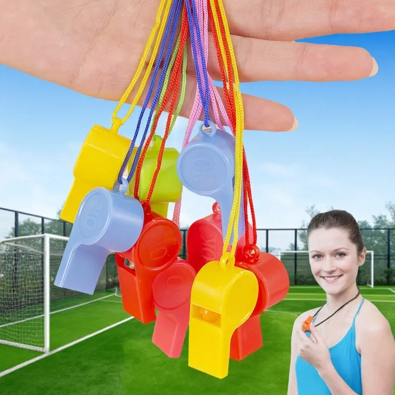 24pcs Multifunctional Plastic Rope Whistle for Children's Football Rugby Cheerleading Whistle Children's Toys Restless Gift