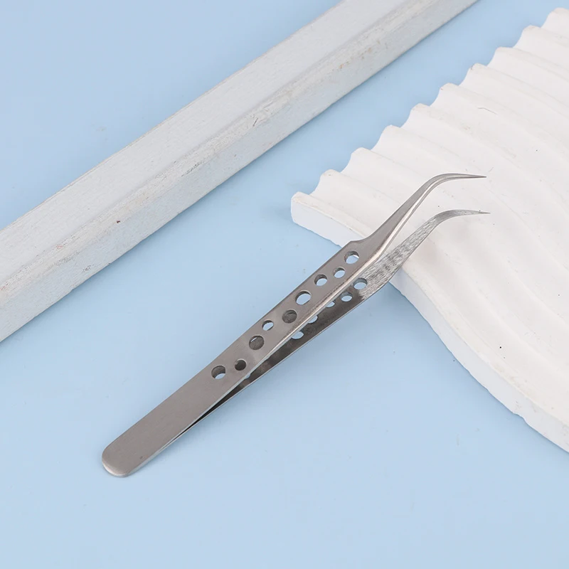 2Pcs 140/120mm 산업용 스테인레스 스틸 핀셋 전자 제품 정전기 방지 곡선형 스트레이트 팁 정밀 핀셋
