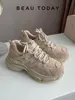BeauToday Platform Sneakers Women Mesh Solid Color Breathable Trainers Lace-up Round Toe Thick Sole Ladies Shoes Handmade 29462 1