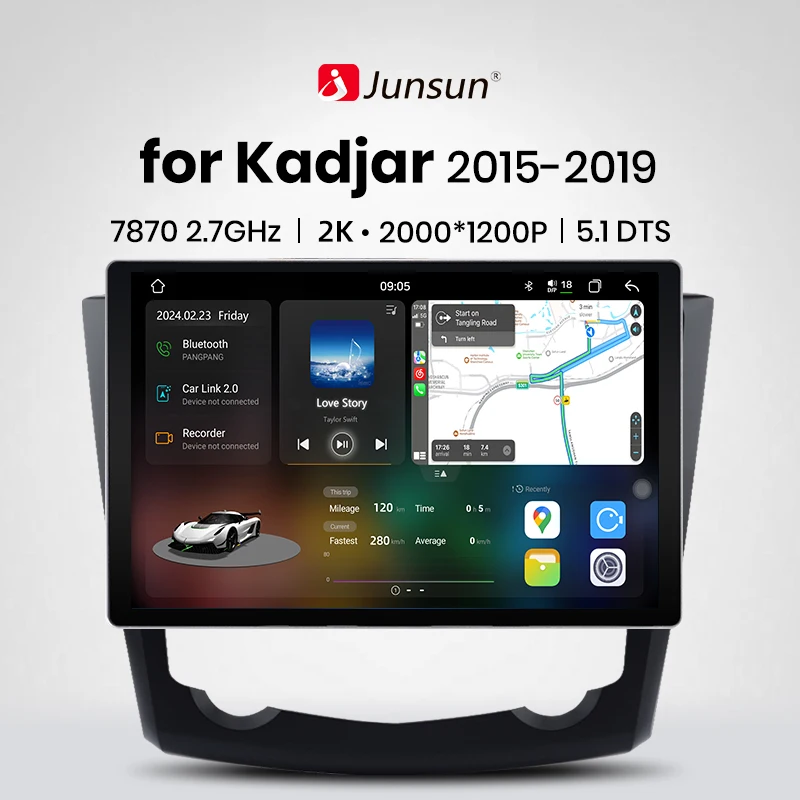 

Автомобильный радиоприемник Junsun V3 Plus 2K для Renault Kadjar 2015-2019, беспроводной CarPlay, Android, автомагнитола 2 din, DVD