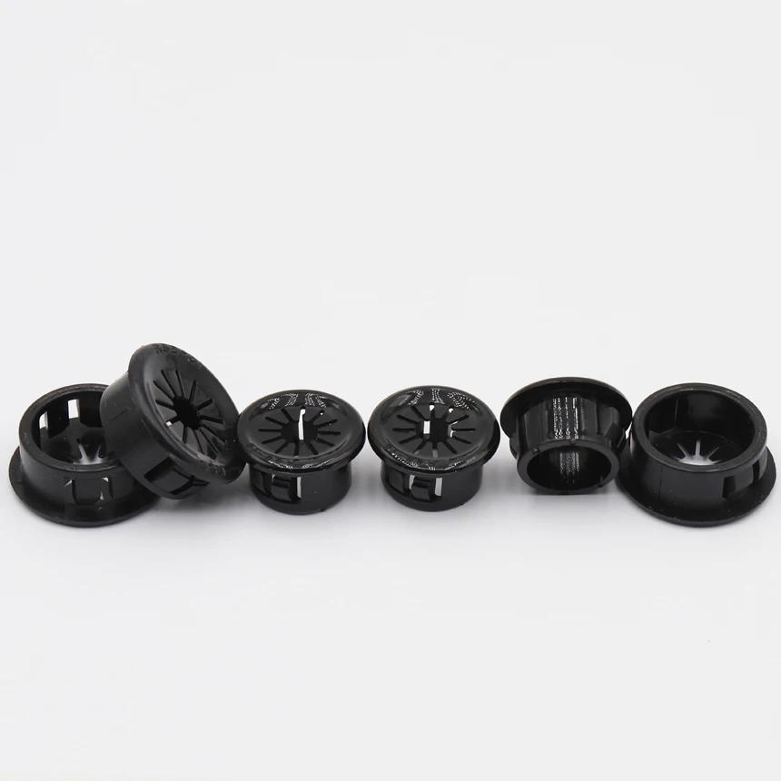 RSB 16-60mm Black Plastic Cable Wire Table Protective Buckle Snap Locking Bushing Petal Retaining Ring Bungs Plug Grommet Cover