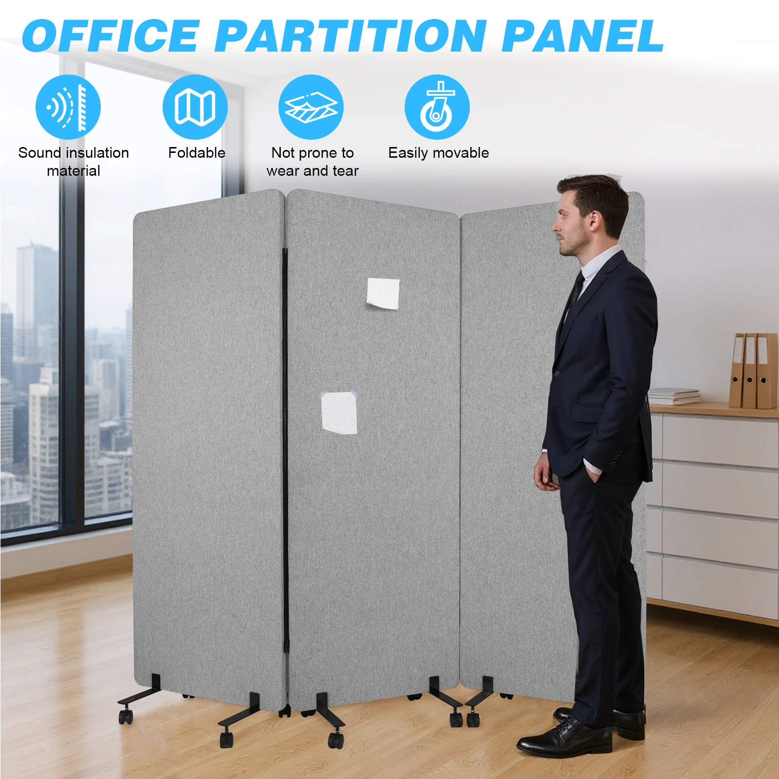 Portable Folding Partition Screens for Office Privacy