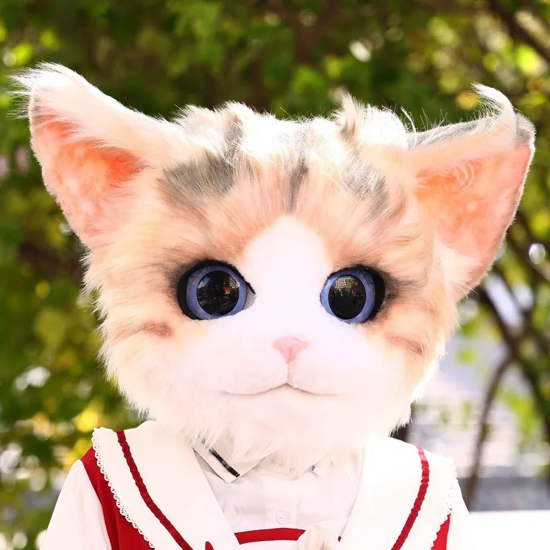 Kigurumi Fursuit Cosplay Cat Head Covers Ragdoll Cat Cute Animals Furry Mask Headgear Women Men Unisex Carnival Halloween Party