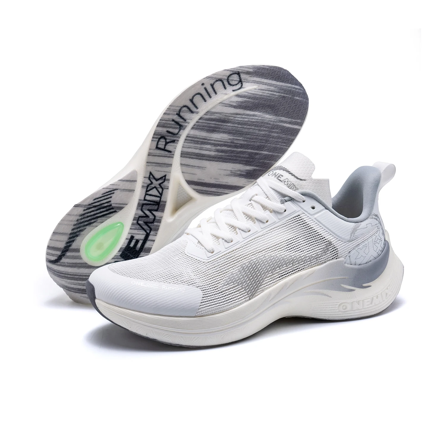 ONEMIX White Trail Running Shoes for Outdoor Ultralight Breathable Mesh Anti Slip Cushioning Road Runs Sports Shoes Men Sneakers