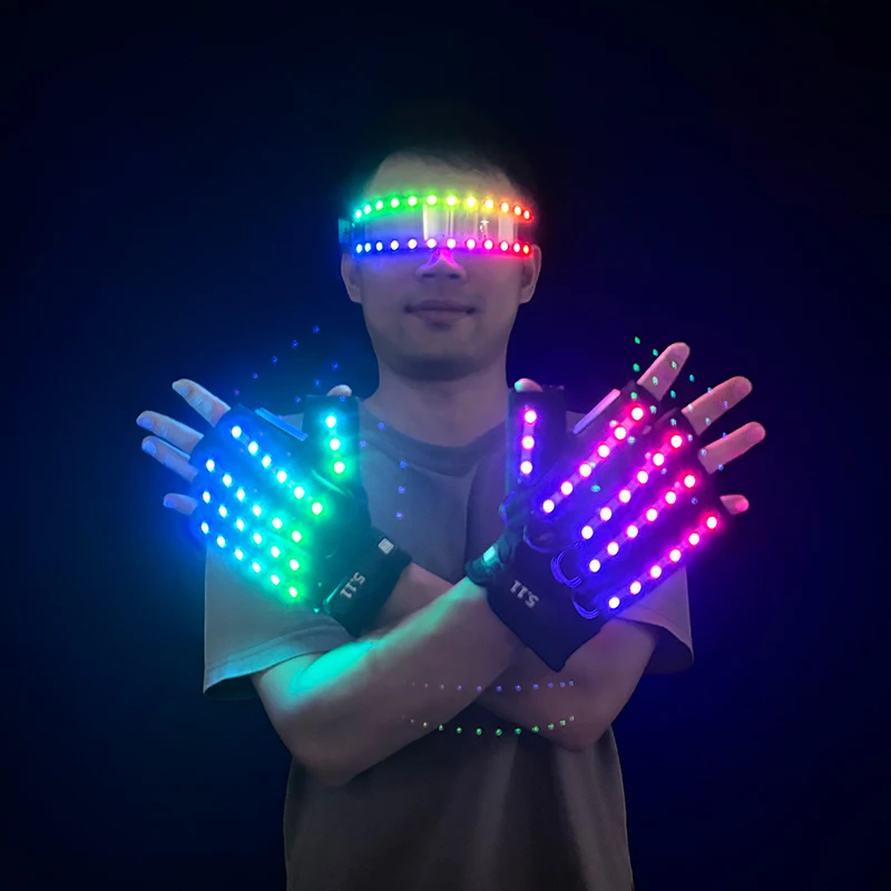 Guantes luminosos LED, guantes de vigas recargables para actuaciones en escenario con 4 lámparas para fiestas, discotecas, clubes, espectáculos de danza, discotecas, bailes callejeros (púrpura