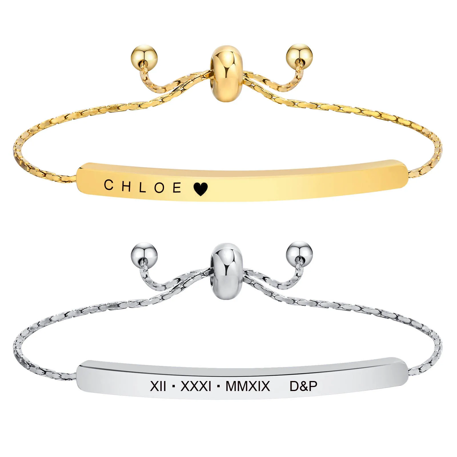 Bracciale Donna Personalizzato Nome/data – Acciaio Inox Catena Incisa - Foto 4