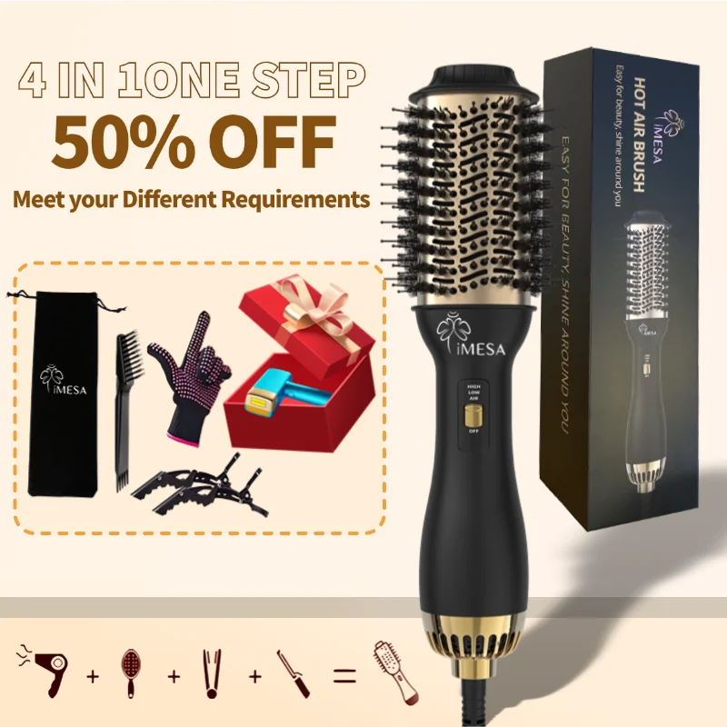 iMESA 4 في 1 فرشاة الهواء الساخن ومكثف زائد 2.0 مص...