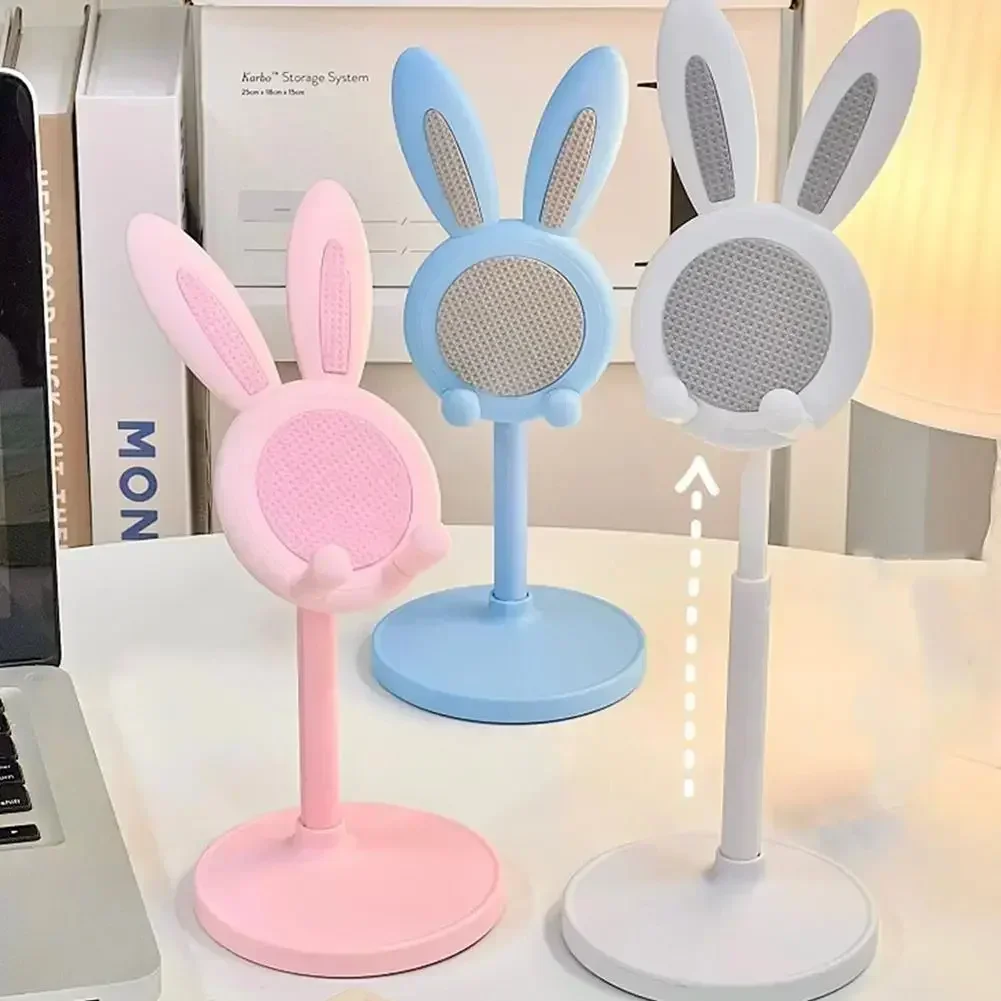 Support de téléphone portable, support de téléphone lapin réglable en hauteur d'angle pour bureau, support de téléphone lapin mignon pour bureau mobile universel