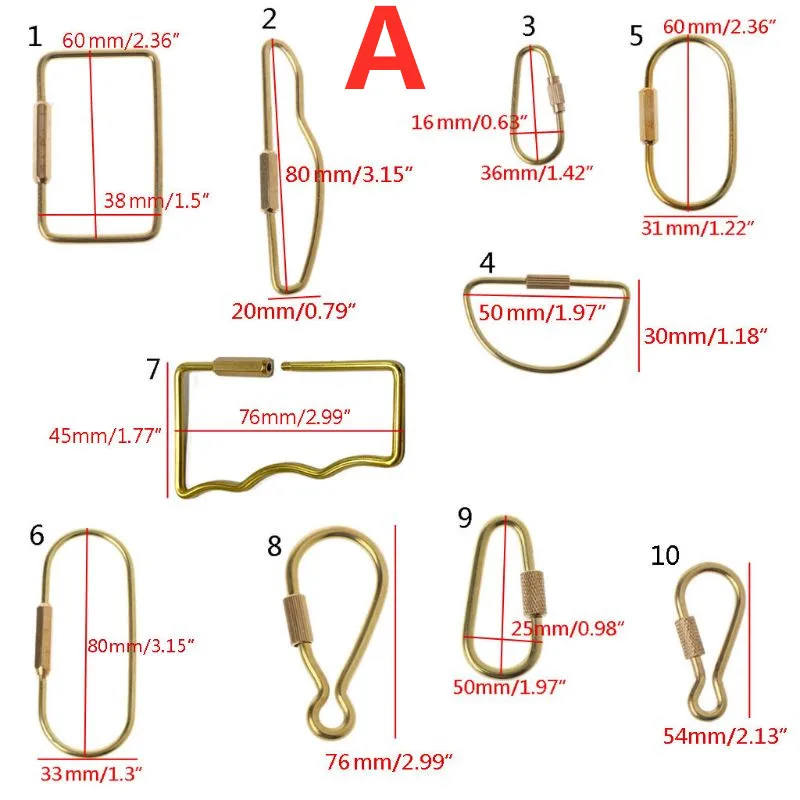 LYUMO Brass Screw Lock Carabiner Clip Hook Keychain Key Ring DIY