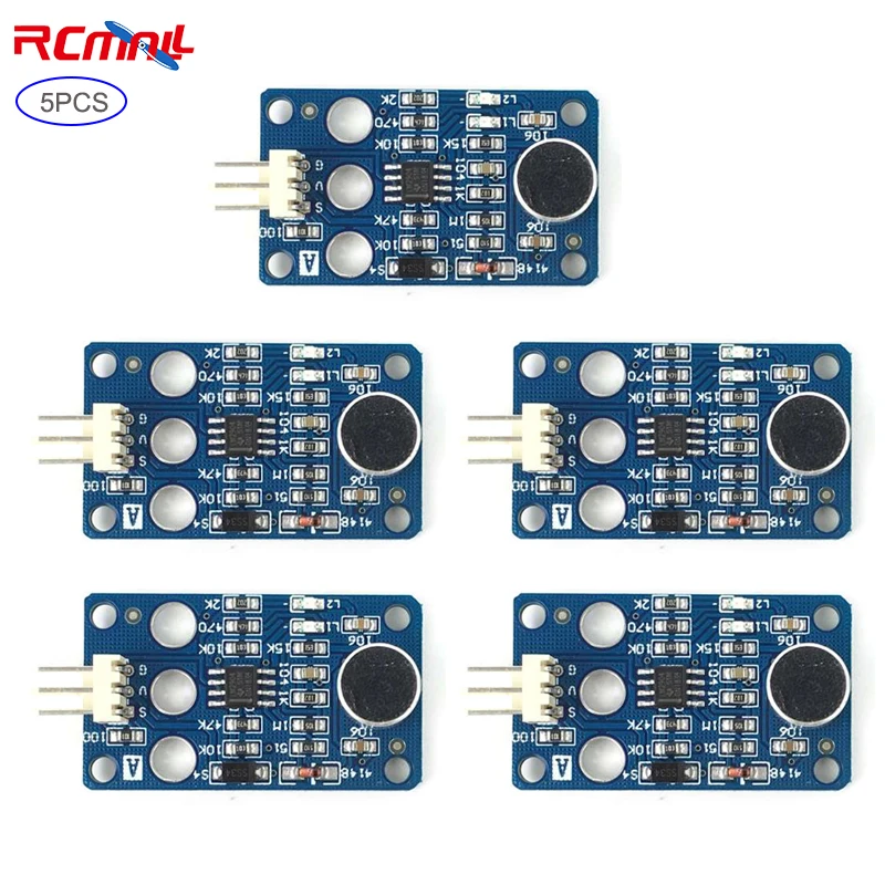

RCmall 5PCS Analog Decibel Detection Module LM2904 Sound Intensity Detection Noise Acoustic Control Sensor Microphone Module