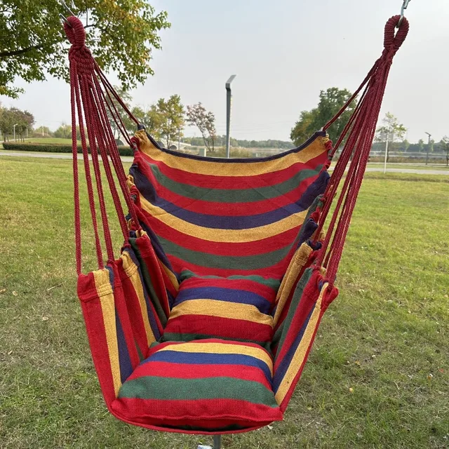 Indoor Outdoor Hanging Chair - Red Streak Hammock Chair For Balcony & Dorm