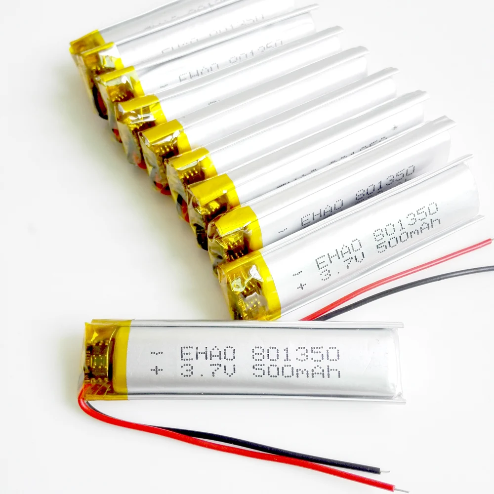 Lot de 10 Batteries Li-Po 3.7V 500mAh Rechargeables 801350
