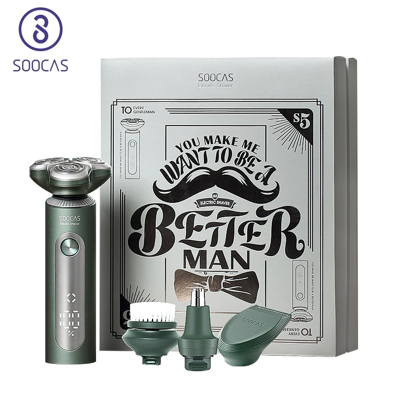 Youpin SOOCAS S5 Electric Shaver Hair Trimmer 4in1 Hair Clipper Nose Trimmer Facial Cleaning Brush Type-c Rechargeable IPX7
