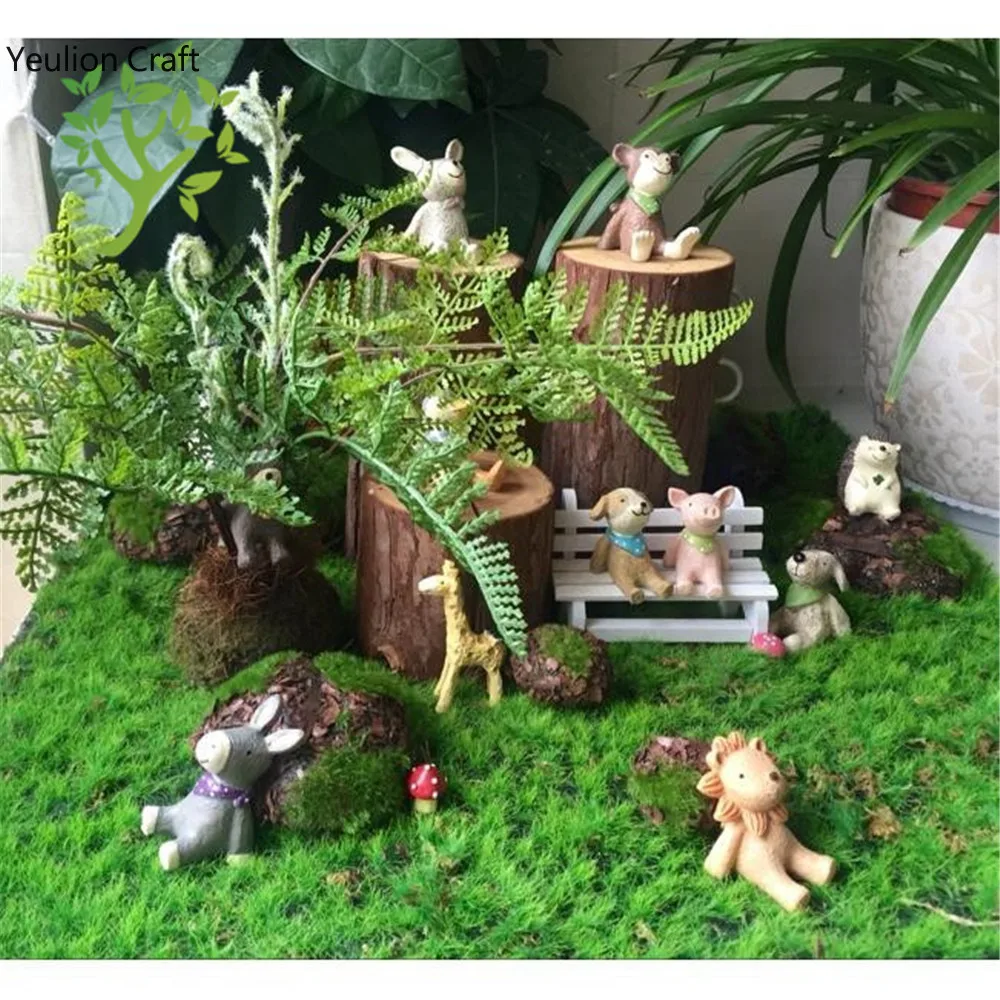 

YeulionCraft Green Micro Landscape Decoration Mini Fairy Garden Simulation Artificial Fake Moss Decorative Lawn Turf Green Grass