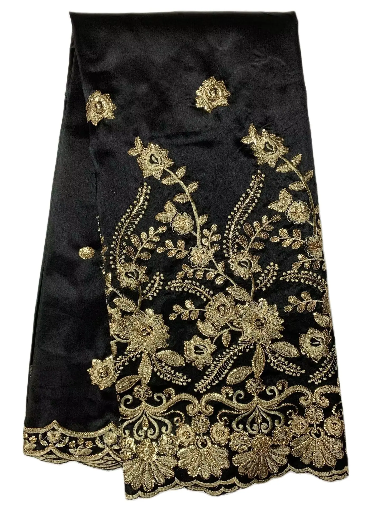 DIY Couture Ruban Brodé Jacquard Chinois - Motif Nuage Auspicieux Noir Et Doré - 2 Cm X 7 M - Pour Couture Et Déco Ruban Nuage Auspicieux