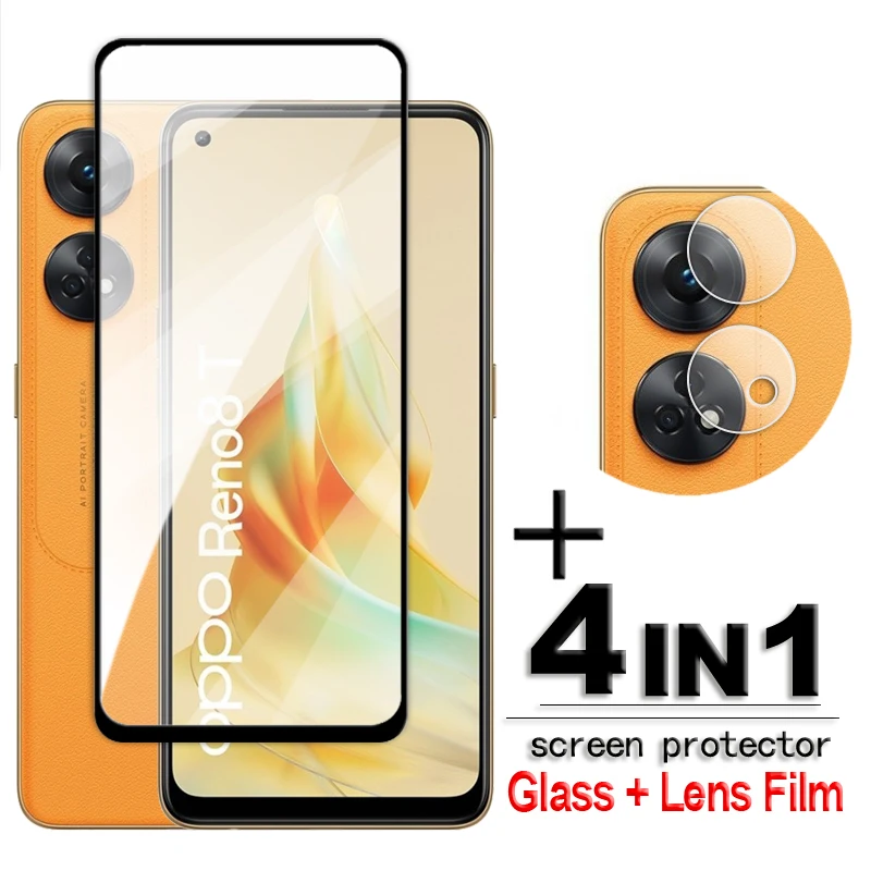 

For OPPO Reno8 T Glass For Reno8 T 4G Tempered Glass 2.5D Full Cover Glue HD Screen Protector OPPO Reno8 T Lens Film 6.43 inch