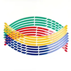 Vibrant Reflective Wheel Stickers & Decals Set for Motorcycles and Bikes (Multicolour)