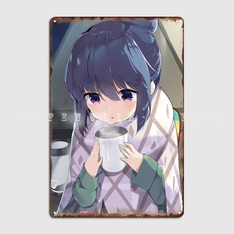 Yuru Camp Rin Shima Poster Metal Plaque Cinema Soggiorno Pub Garage Design Wall Decor Tin Sign Poster