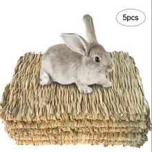 

5 Pcs Small Animal Lawn Mat Woven Mattress Rabbit Bedding Nest Chew Toy Bed Toy Suitable For Guinea Pig Parrot Rabbit Hamster
