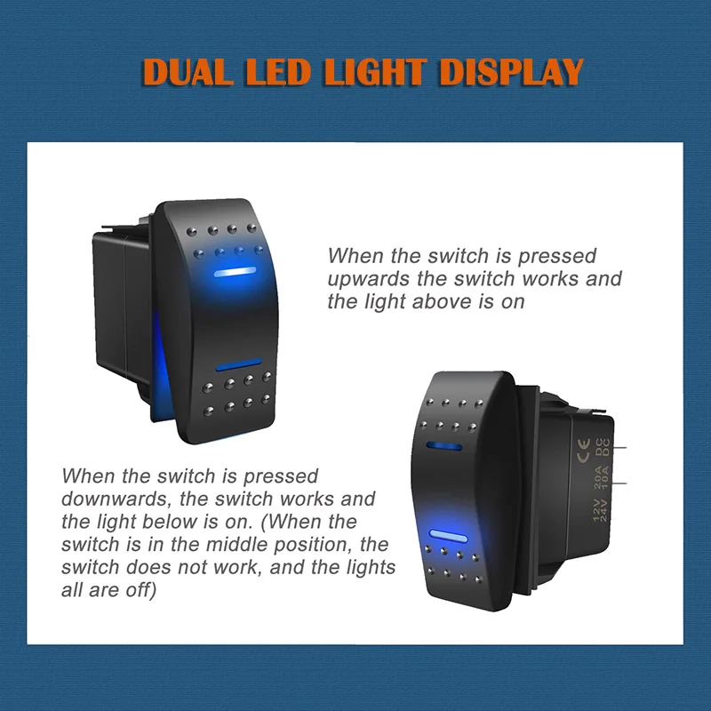 iYinJuan 4 pezzi Interruttore a Levetta con Luce a LED Blu 20A 12V
