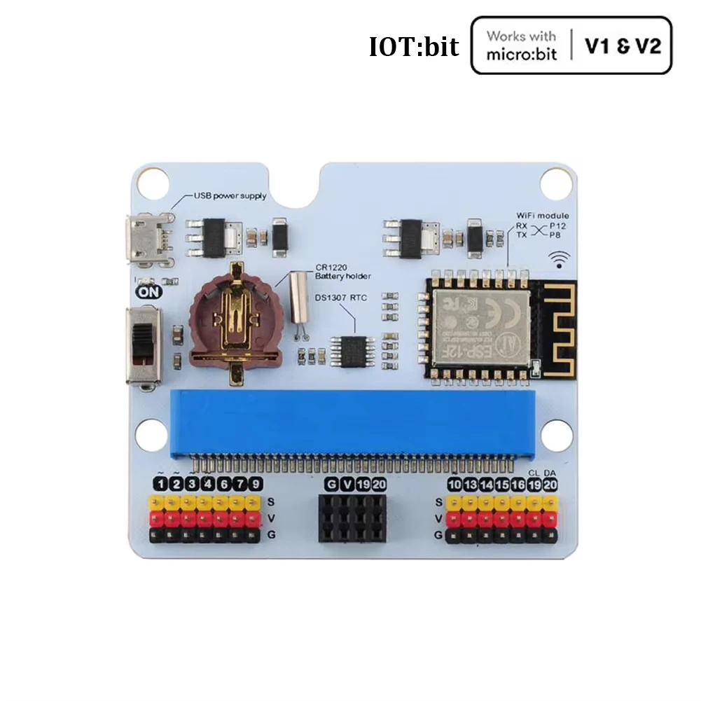 IOT:bit Internet WIFI Extension Board For micro:bit ESP8266 WiFi/Buzzer/RTC Module Support Makecode / Micropython / JavaScript