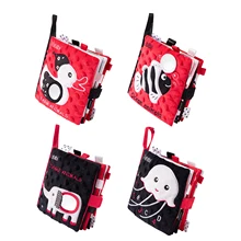 

Soft Bath Book High Contrast Black White Red Baby Cloth Book with Crinkle Toddler Infants Early Educational Sensory Toys