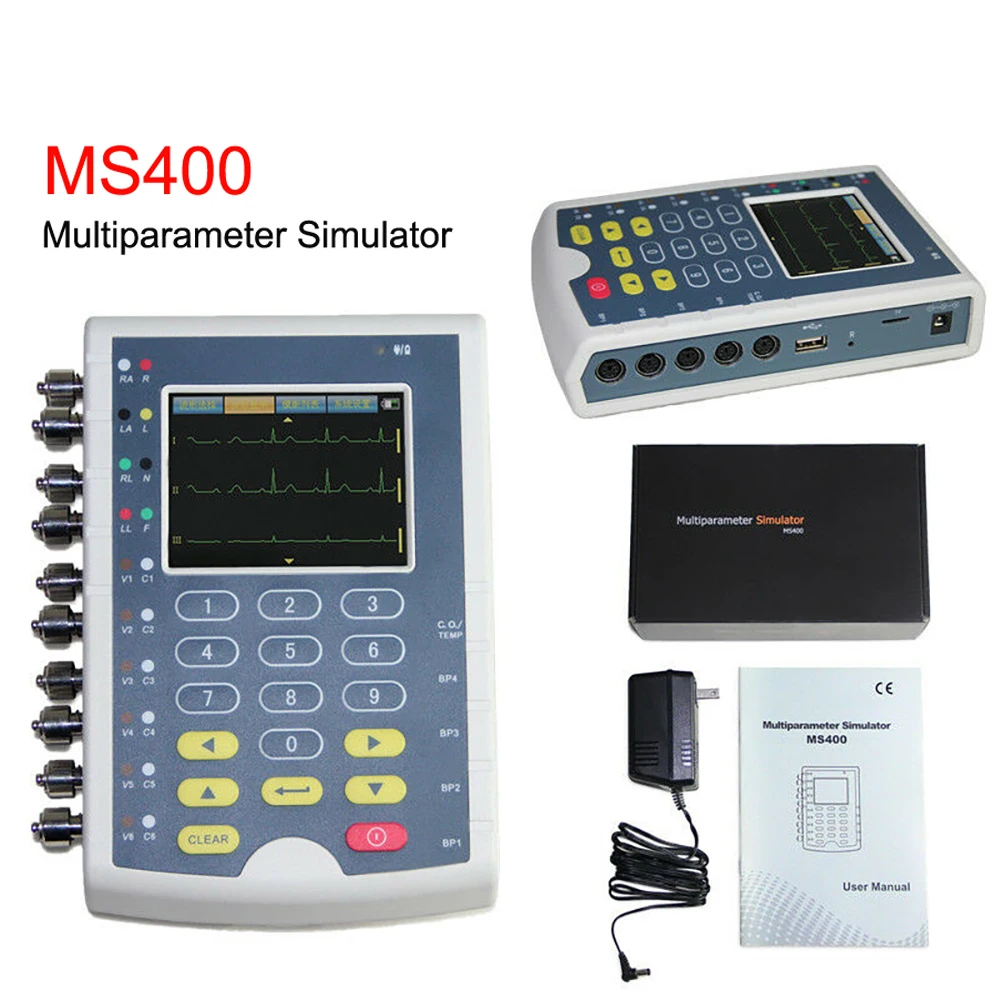 MS400 Multi-Parameter Simulator Touch Screen Patient Monitor 12 Leads ECG RESP TEMP IBP Simulation Device