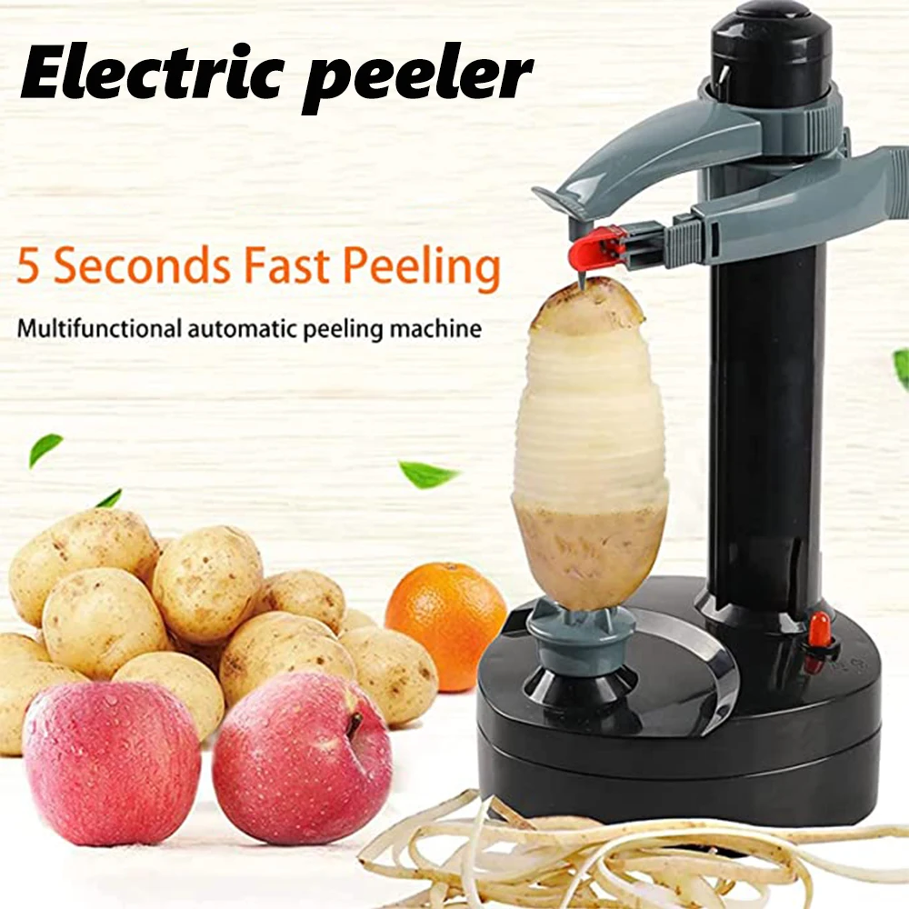 Electric Peeler Potato Apple Peeling Machine Fruit Vegetable Spiralizer  Cutter Automatic Rotating Kitchen Tool (Black) 