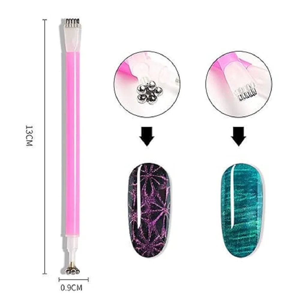 15pcs Nail Art Magnet Set Cat Eye Gel Polish Magnetic Wand