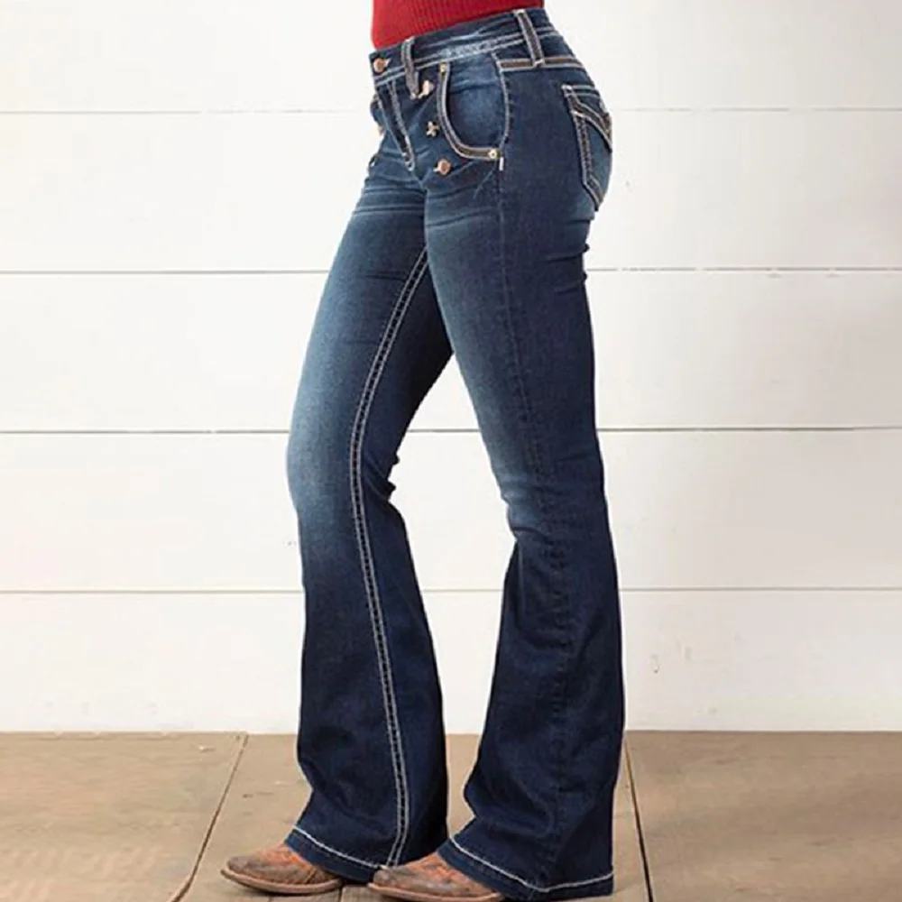 Mom's Work Pants 2022 New High Waist Women's Jeans Fashion Sexy Flared Pants Vintage Denim Trousers Blue Bell Bottom Jeans