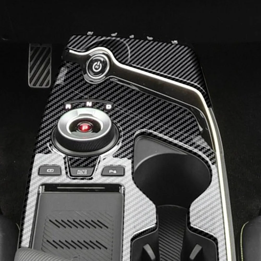 

Car Gear Shift Panel Trim Cover Carbon Fiber Style Central Control Shift Panel Decoration Sticker For KIA EV6 Interior Mouldings