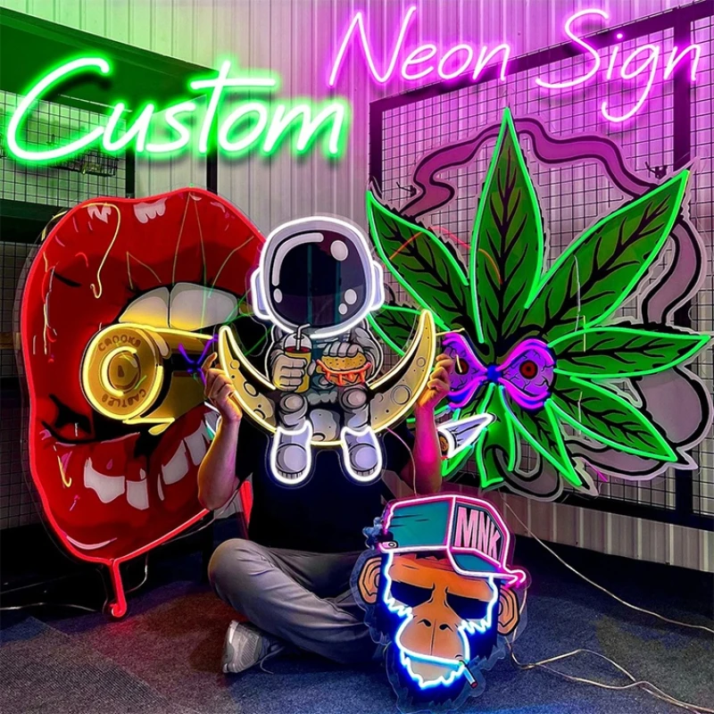 

Custom neon sign 3D UV printed led neon sign Spaceman UV printed Comic Anime light up sign for art decoration