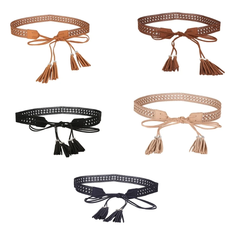 

Women Skinny Belt Exquisite Western Tie Belt with Tassels Cowboy