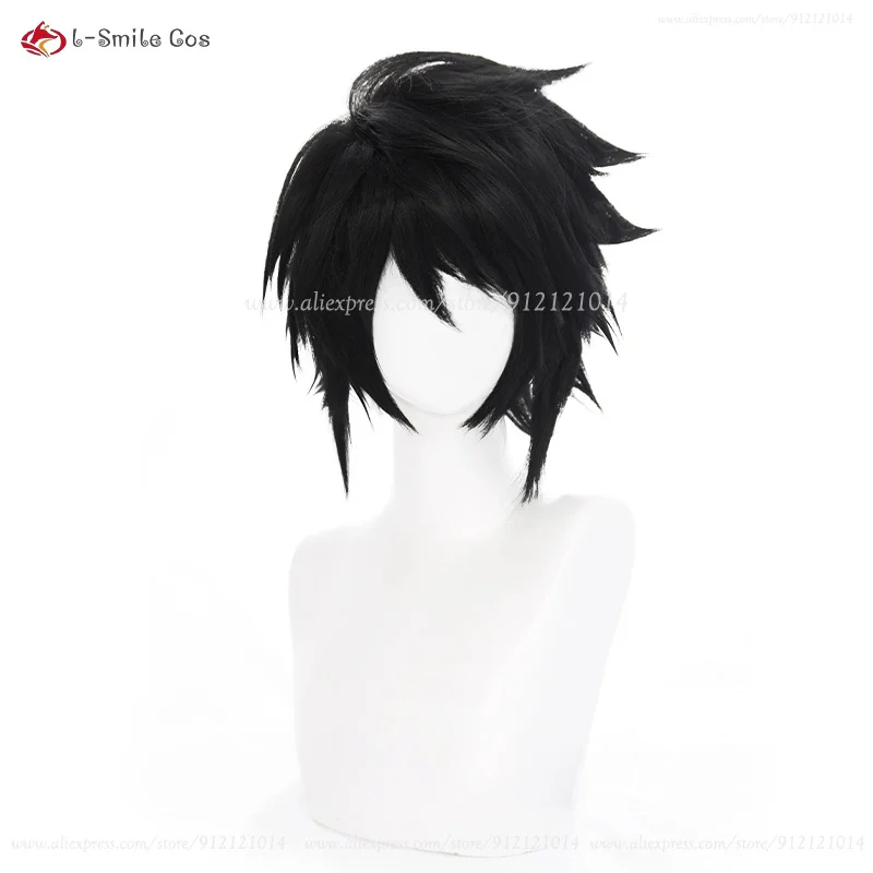 Death Note L Lawliet Cosplay Perücke Schwarz Kurz Hitzebeständig Synthetik Anime Halloween 3
