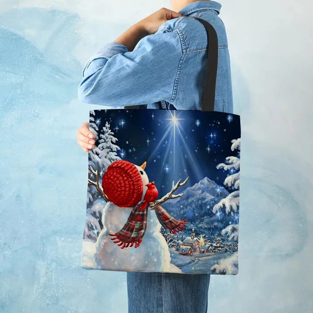 Linen Christmas Large Capacity Tote Bags for Shopping