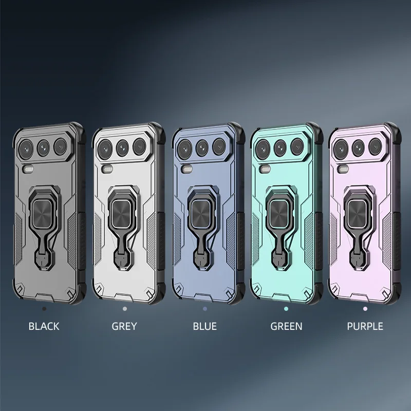 Magnetic Armor Shockproof Phone Case with Metal Ring Stand Holder