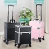Aluminum Rolling Makeup Train Case, Portable Makeup Organizer Suitcase, Cosmetic Storage Box, Travel Beauty Luggage Trolley Lock 2