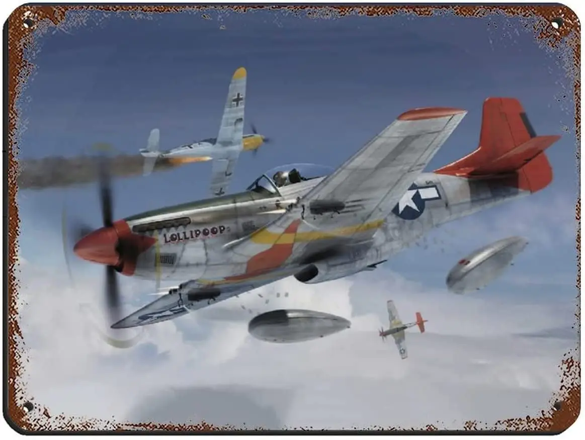 P-51 Mustang Rust Tin Sign World War Ii Military Aircraft Metal Signs 3 Tin Sign Vintage Metal Pub Club Cafe Bar Home -1