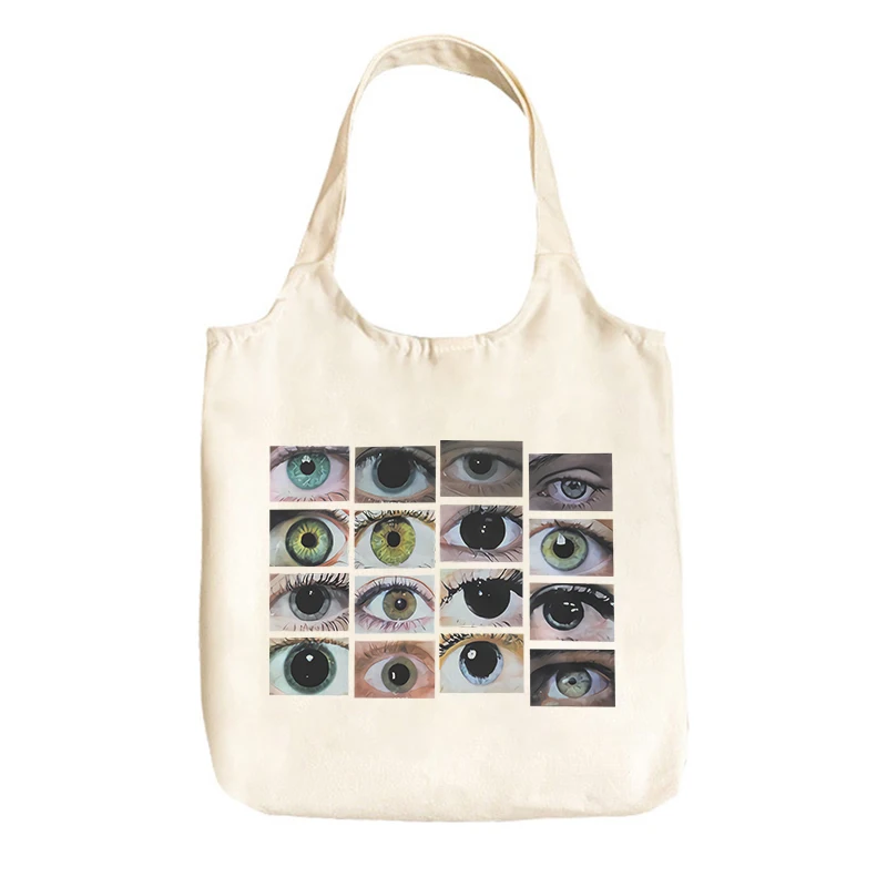 High street new big capacity Urban shoulder bag punk shopper bag Gothic eye print canvas bag Vintage fashion teenage school bag- 