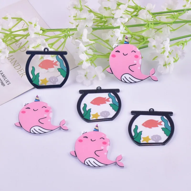 

10 шт., женские акриловые подвески в виде дельфина