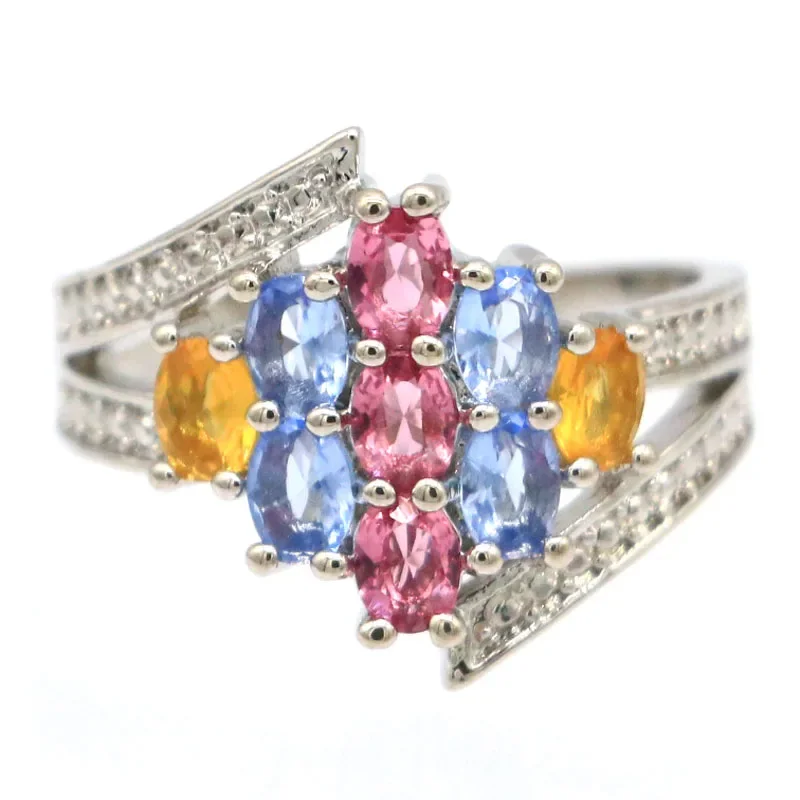 4.5g Customized 925 SOLID STERLING SILVER Customized Rings Tourmaline Citrine Swiss Blue Iolite Rhodolite Garnet Violet Tanzanit