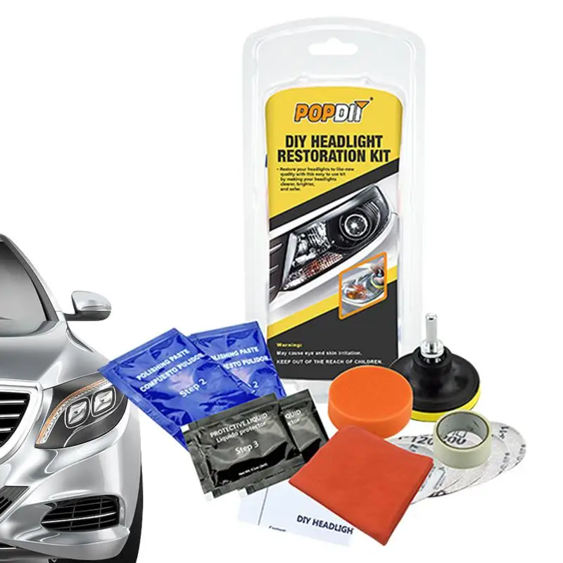 

Headlight Restoration Kit Brightener Headlamp Repair Light Lens Polisher Cleaning Paste Refurbish Tool Car Accessories