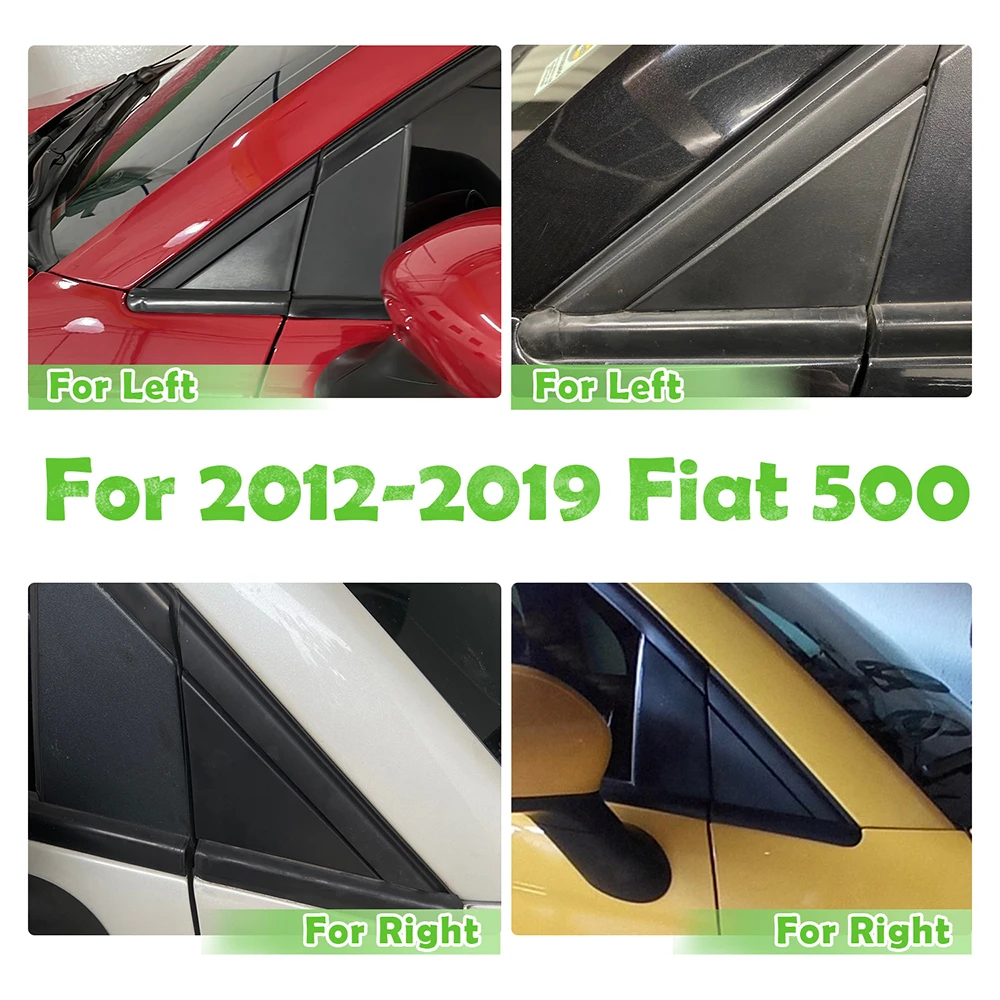 2 Copribandiera Specchietti Laterali Per Fiat 500 2012-2017 | In ABS, Colore Nero, Sostituiscono 1SH17KX7AA – Decorazione Auto