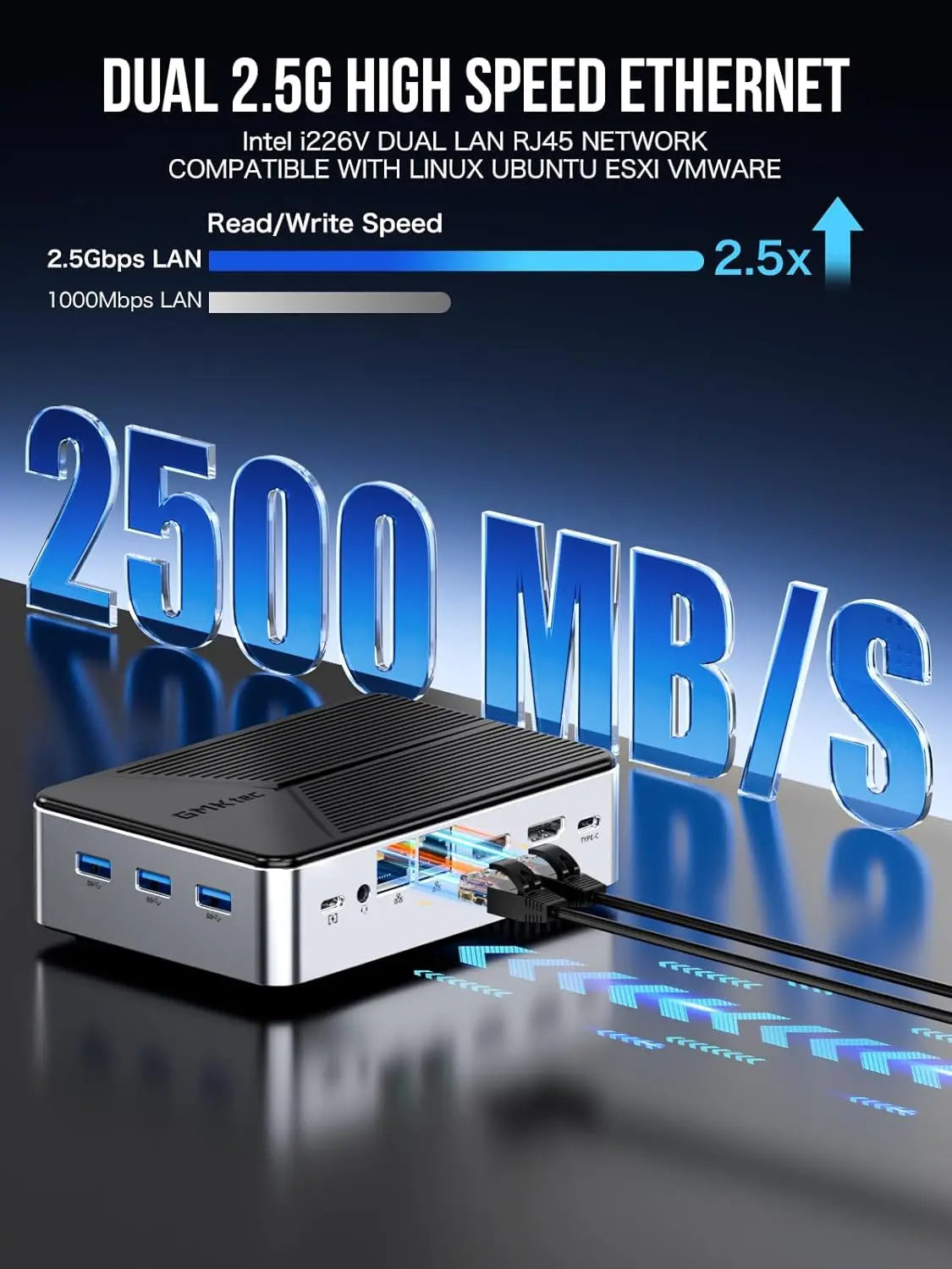 GMKtec G9 4 Bay Mini PC Intel N150 LPDDR5 12GB 64GB eMMC Ubuntu SSD NVMe*4 Win11 Pro WiFi6 BT5.2 Desktop Mass Storage Computer 6