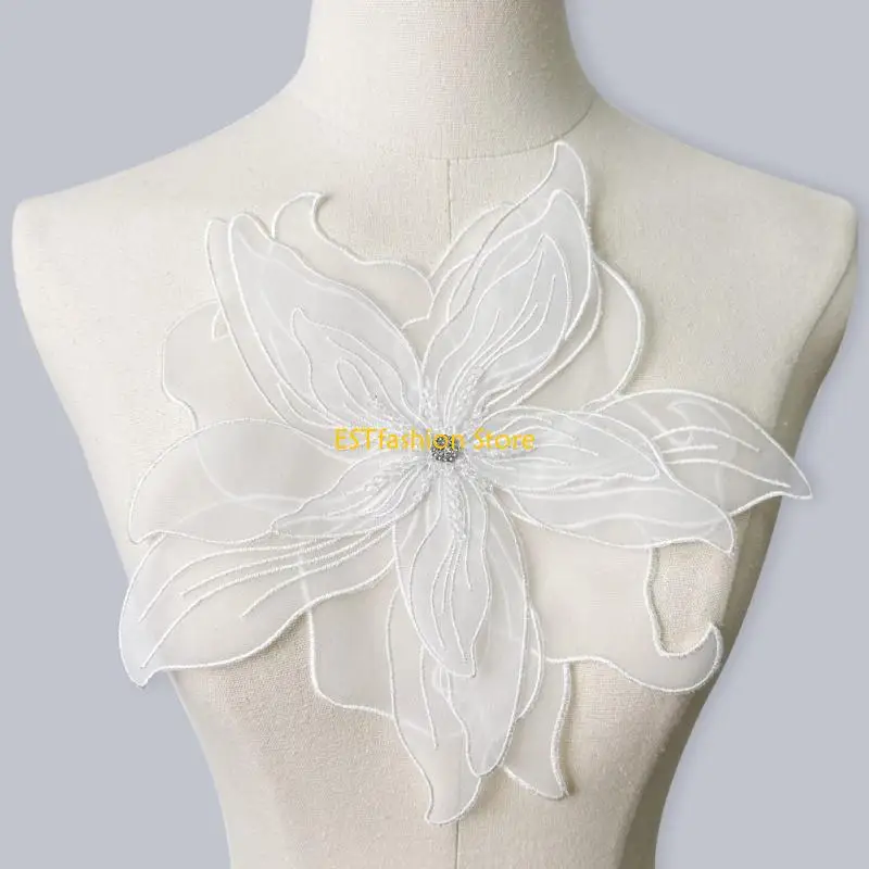 Y5GC Oversized Flower Eye-Catching Applique for Clothes Hat Sewing Patches DIY Scarf