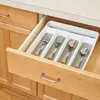 Flatware Tableware Silverware Drawer Organizer with Non-slip TPR Linings Non-Slip Utensil Organizer Plastic Cutlery Tray 2